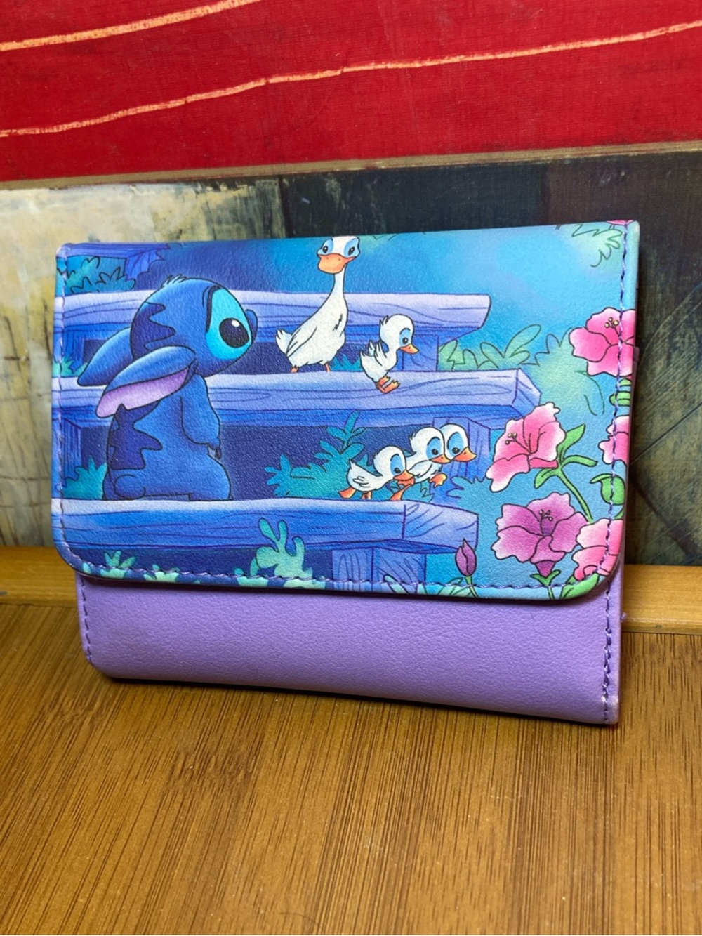DISNEY x LOUNGEFLY Wallet Clutch Bag Stitch and Duckling Print